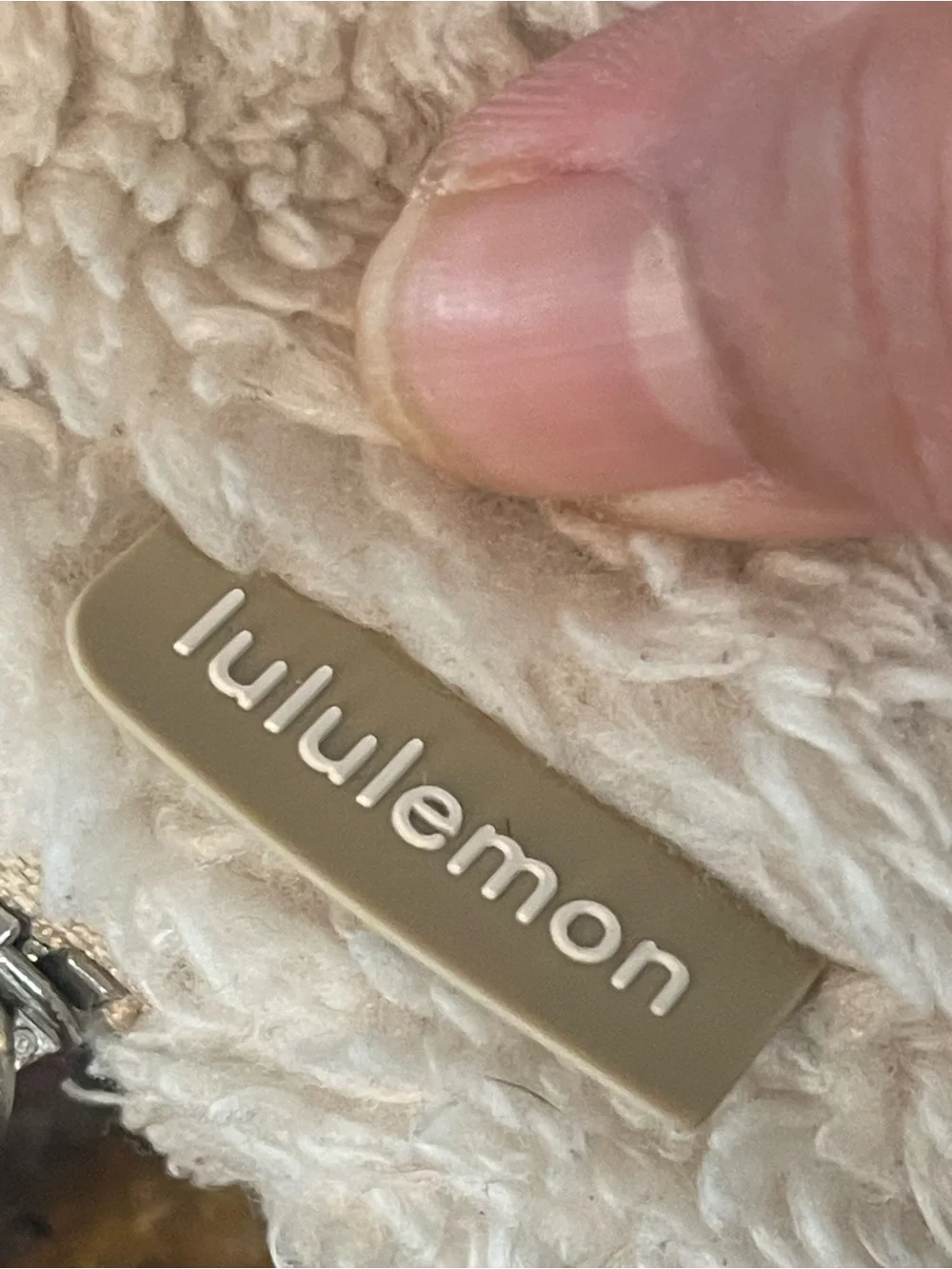 lululemon athletica Cream Sherpa Mini Belt Bag with Silver Accent